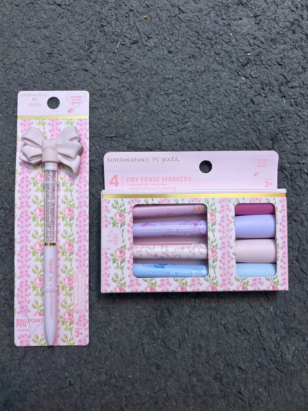 Yoobi X loveshackfancy Pink Bow pen and Pastel Dry Erase Marker Set